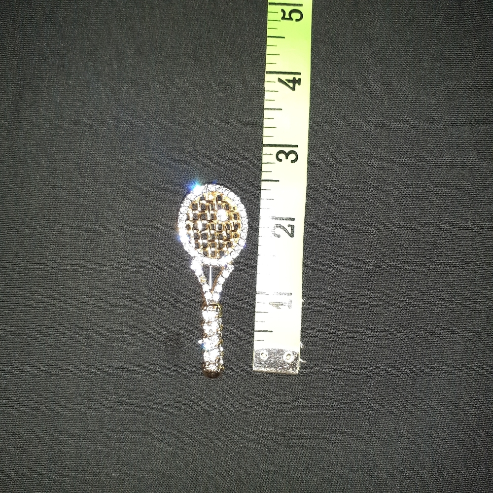 TENNIS RACK SHAPE PIN/BROOCH - Picture 10 of 10